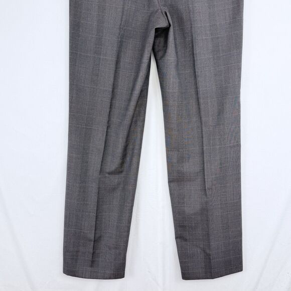 Mens Gray Plaid Pleated Cuffed Wool Dress Pants Size 34 X 32 - Picture 6 of 15